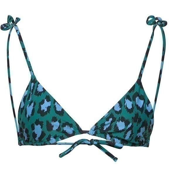 DVF Onia teal leopard print bikini top NWT - Picture 5 of 10